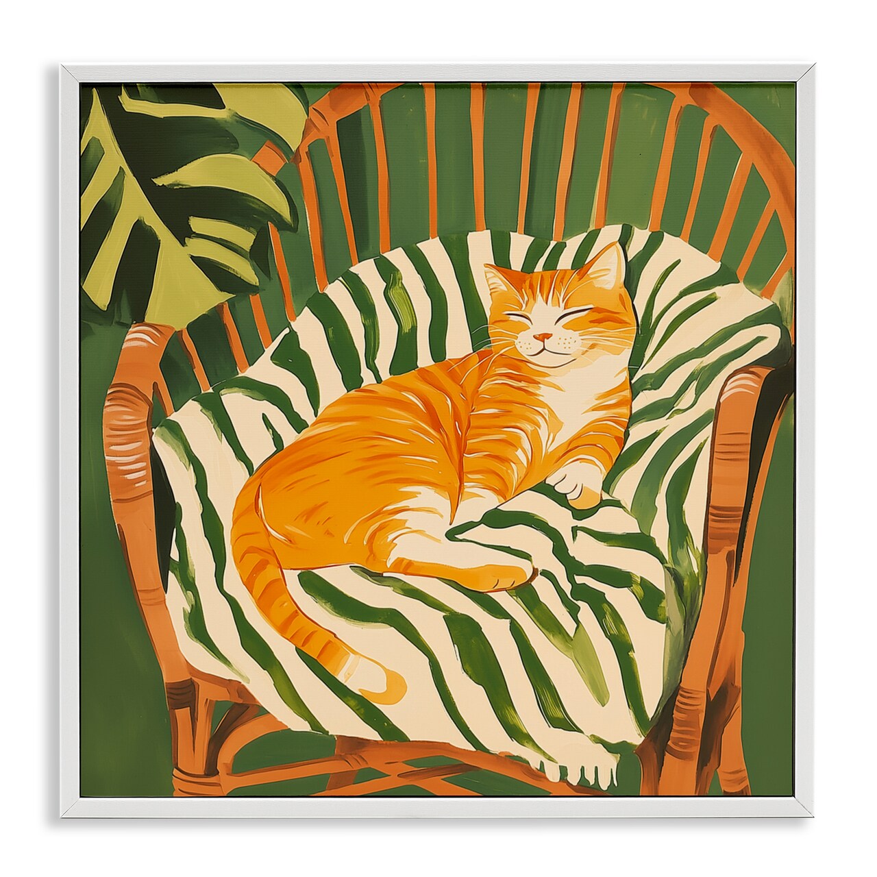 Stupell Industries Orange Cat in Rattan Chair Framed Giclee, design by Walker Noble